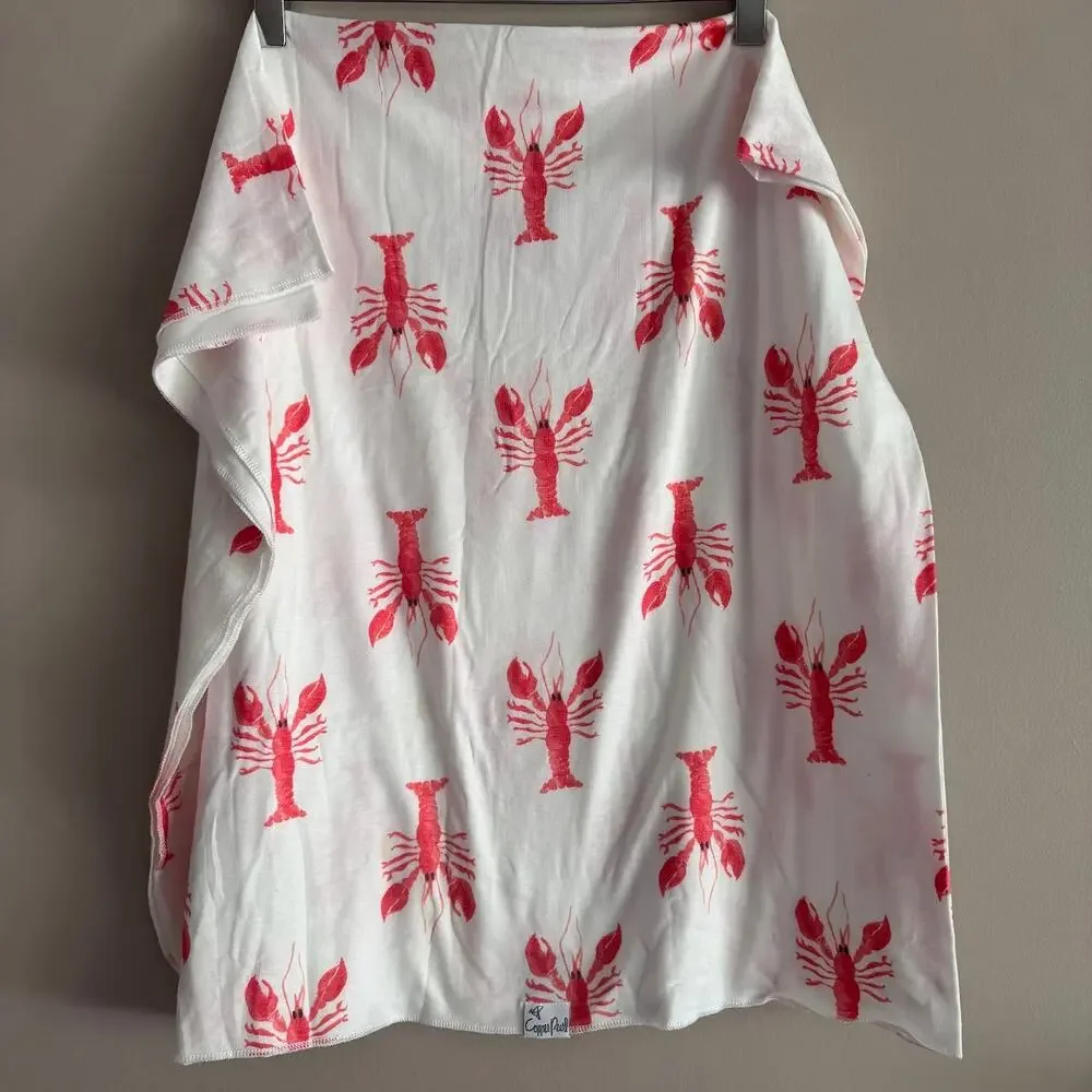 Copper Pearl Lobster Print Baby Blanket Swaddle